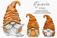 Orange Patterned Gnomes | Watercolor PNG Clipart Product Image 1