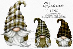 Khaki Check and Plaid Gnomes | Watercolor PNG Clipart Product Image 1