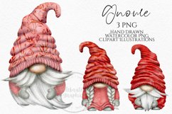 Red Patterned Gnomes | Watercolor PNG Clipart Product Image 1