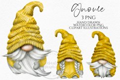 Yellow Patterned Gnomes | Watercolor PNG Clipart Product Image 1