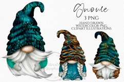 Teal and Gold Gnomes Gnomes| Watercolor PNG Clipart Product Image 1