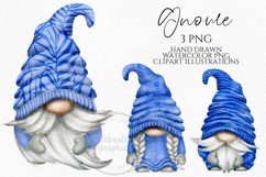 BluePatterned Gnomes | Watercolor PNG Clipart Product Image 1
