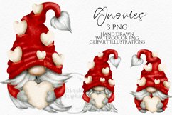 Red Valentines Gnomes Clipart | Watercolor Clipart Png Product Image 1