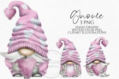 Pink Valentines Gnomes | Watercolor Clipart Png Product Image 1
