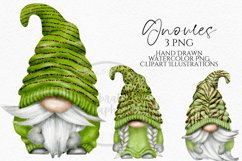 Green and Gold Gnomes | Watercolor PNG Clipart Product Image 1