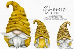 Yellow and Gold Gnomes | Watercolor PNG Clipart Product Image 1