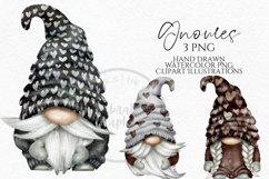 Brown Hearts Valentines Gnomes| Watercolor PNG Clipart Product Image 1