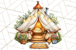 Cozy Gnomes Glamping Clipart, Camping Clip Art PNG Product Image 2