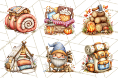 Cozy Gnomes Glamping Clipart, Camping Clip Art PNG Product Image 4