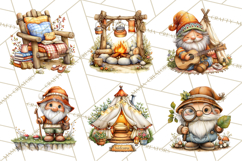 Cozy Gnomes Glamping Clipart, Camping Clip Art PNG Product Image 6