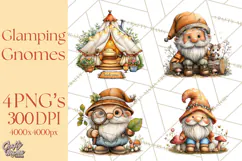 Cozy Gnomes Glamping Clipart, Camping Clip Art PNG Product Image 1