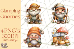 Cozy Gnomes Glamping Clipart, Camping Clip Art PNG Product Image 1