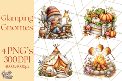 Cozy Gnomes Glamping Clipart, Camping Clip Art PNG Product Image 1
