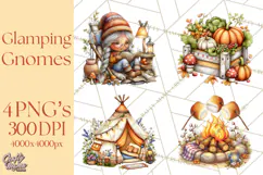 Cozy Gnomes Glamping Clipart, Camping Clip Art PNG Product Image 1