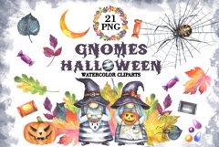 Gnomes Halloween Watercolor clipart Product Image 1