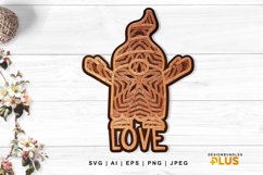 Mandala Gnome with Hands Up & Love Text, 3D Layered Lasercut Product Image 1