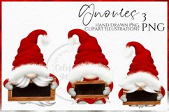 Christmas Gnomes with Signs | Watercolor Clipart Png Product Image 1