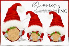 Christmas Gnomes with Signs | Watercolor Clipart Png Product Image 1