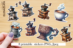 Funny gnome Coffee printable stickers | Coffee PNG Sticker Product Image 1