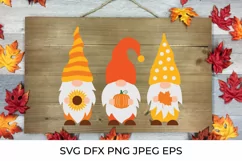 Fall gnomes SVG. Cute cartoon autumn gnomes cut file. Product Image 1