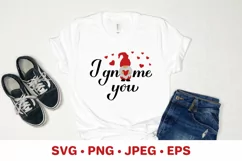 I gnome you. Gnomes pun. Funny Valentines quote SVG for kids Product Image 3