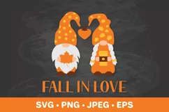 Couple of autumn gnomes SVG. Fall in love Product Image 1