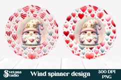 Valentines gnome heart wind spinner sublimation PNG design Product Image 1