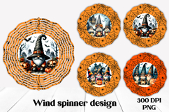 Halloween wind spinner sublimation | Halloween gnome PNG Product Image 1