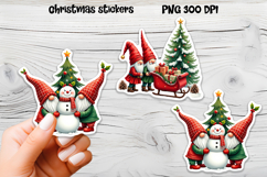 Cute Christmas gnome stickers | Printable Christmas sticker Product Image 1