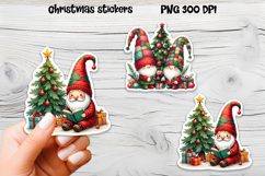 Cute Christmas gnome stickers | Printable Christmas sticker Product Image 1