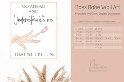 Boss babe Printable wall art quote framing on a wall