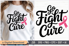 Go Fight Cure SVG | Breast Cancer Awareness SVG Product Image 1