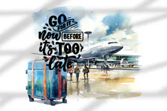 travel, airport, airplane, luggage, suitcase, vacation, tourism, journey, adventure, flight, travel concept, watercolor illustration, digital art, memories, tumbler, sublimation, sea, vacation, beach, palm, ocean, summer, money, rest, 