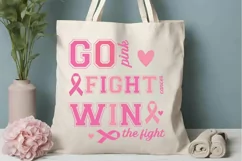 Go Pink Fight Cancer SVG, Breast Cancer SVG Design Product Image 3