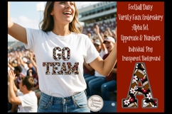 Football Faux Embroidery Alphabet PNG, Sports Floral, Product Image 4