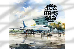 travel, airport, airplane, luggage, suitcase, vacation, tourism, journey, adventure, flight, travel concept, watercolor illustration, digital art, memories, tumbler, sublimation, sea, vacation, beach, palm, ocean, summer, money, rest, 