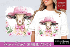 Goat Flowers Square Tshirt Background Cute Farm PNG Product Image 1