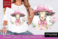 Goat Flowers Round Tshirt Background Cute Farm PNG Product Image 1