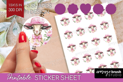 Goat Flowers Round Sticker Cute Farm Printable Sticker Sheet Product Image 1