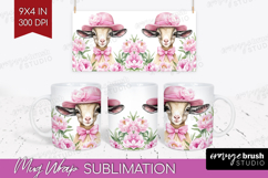 Goat Flowers Mug Wrap Cute Farm Mug PNG Sublimation Product Image 1