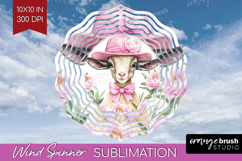 Goat Flowers Wind Spinner Sublimation PNG Cute Farm Round Product Image 1