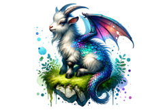 Cute Dragon Goat Clipart - PNG File Product Image 1
