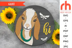 goat door sign svg, hornless goat silhouette, rustic hanger svg, welcome sign svg, farmhouse sign dxf, farm door sign svg, round hanging sign, laser cut file, layered sign svg, ranch sign svg, cute goat svg, welcome to my farm, countryside sign