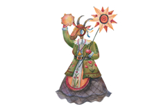 Watercolor Ukrainian Christmas Goat Malanka Folk Product Image 2