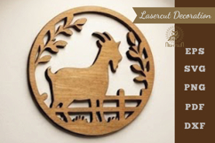 Goat Round Lasercut Decoration SVG Product Image 1