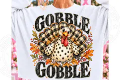 Gobble Gobble Turkey PNG | Buffalo Plaid Thanksgiving Sublim Product Image 1