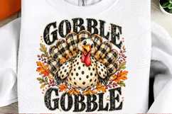 Gobble Gobble Turkey PNG | Buffalo Plaid Thanksgiving Sublim Product Image 2