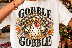 Gobble Gobble Turkey PNG | Buffalo Plaid Thanksgiving Sublim Product Image 3