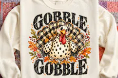 Gobble Gobble Turkey PNG | Buffalo Plaid Thanksgiving Sublim Product Image 4