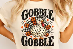 Gobble Thanksgiving PNG, Cute Plaid Turkey Sublimation Product Image 4